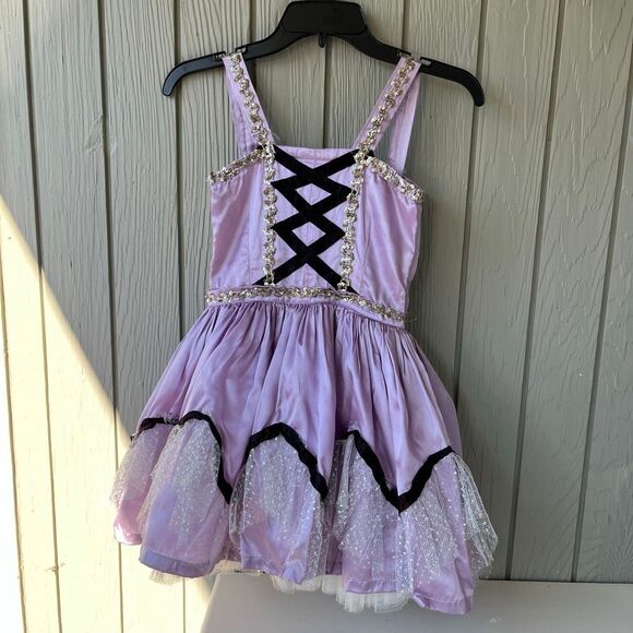 VTG 50s/60s Custom Sewn Lilac Satin Costume Dress w/ Shorts Rapunzel Style - Picture 8 of 11